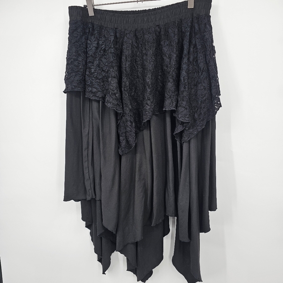 ROMWE Black Lace Asymmetrical Hi-Low Skirt Plus Size 2XL • Gothic Boho - Picture 3 of 6